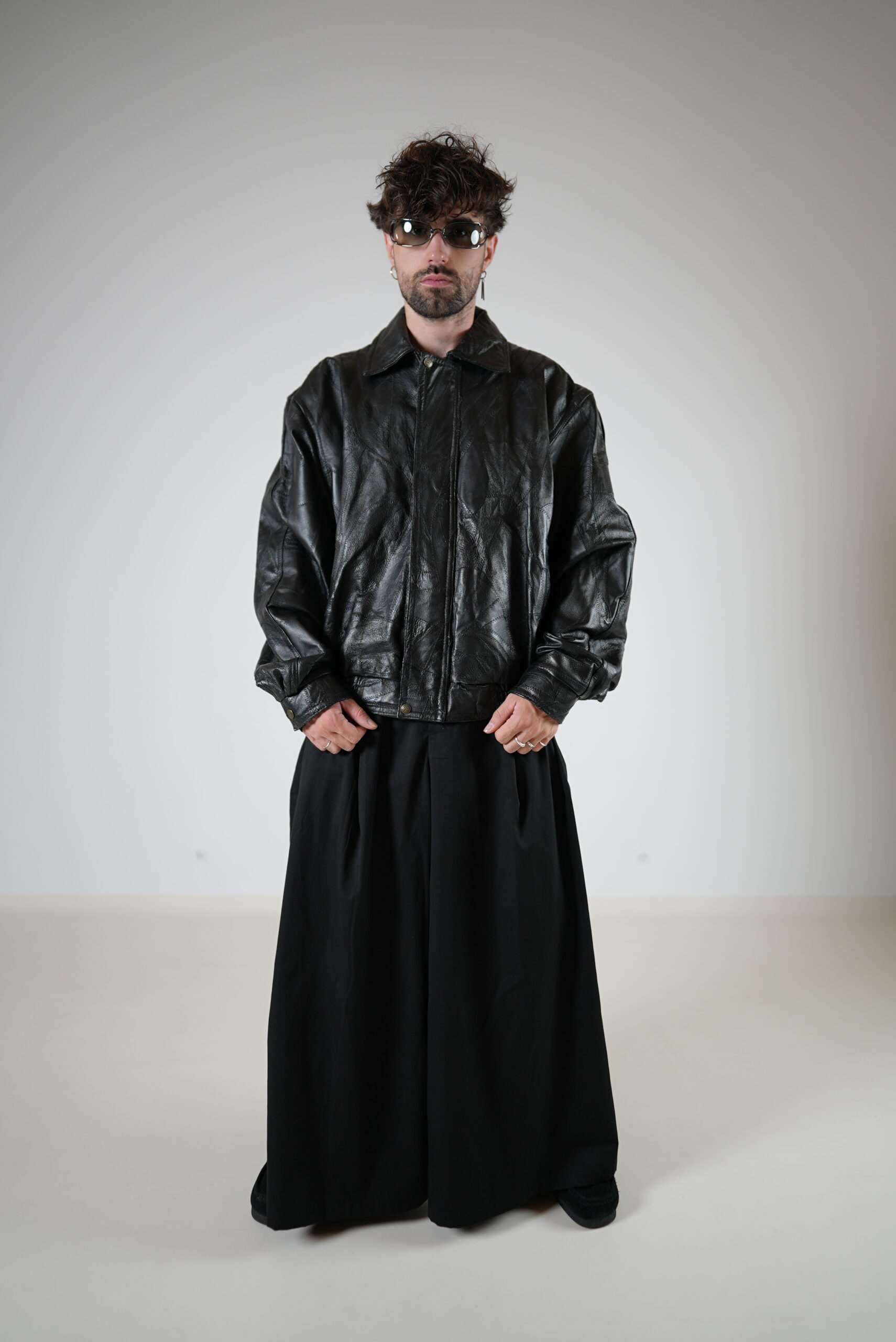 Veste en cuir patché
